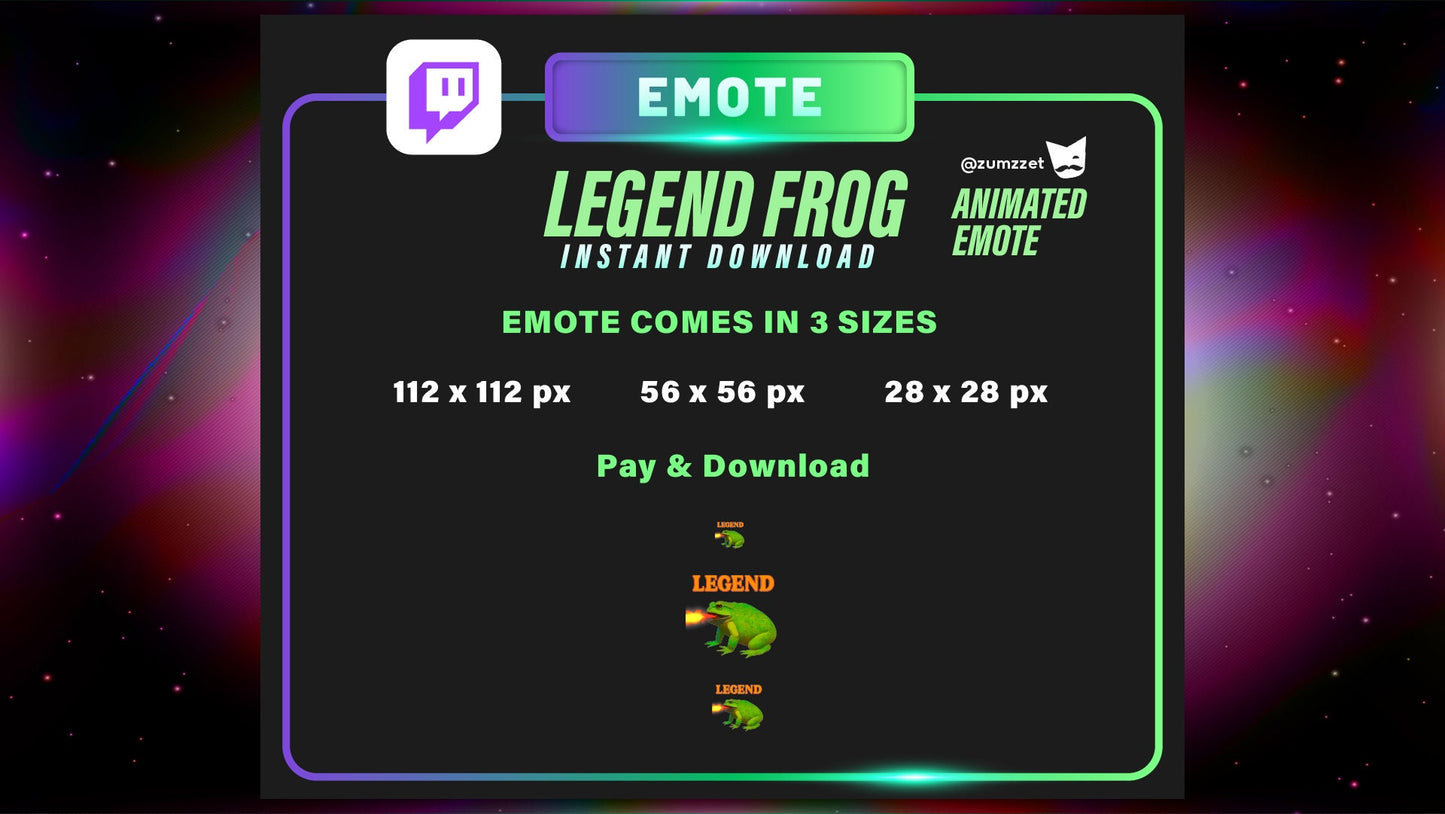 ANIMATED LEGEND Frog Emote for Twitch, Streamer, Gaming, Streaming, Stream Emotes, Reaction Twitch Emote