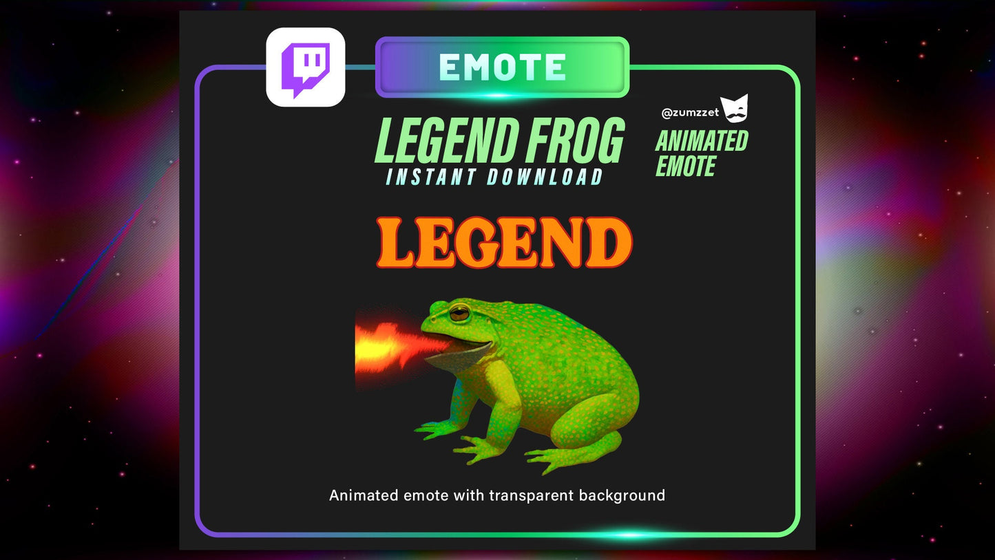 ANIMATED LEGEND Frog Emote for Twitch, Streamer, Gaming, Streaming, Stream Emotes, Reaction Twitch Emote