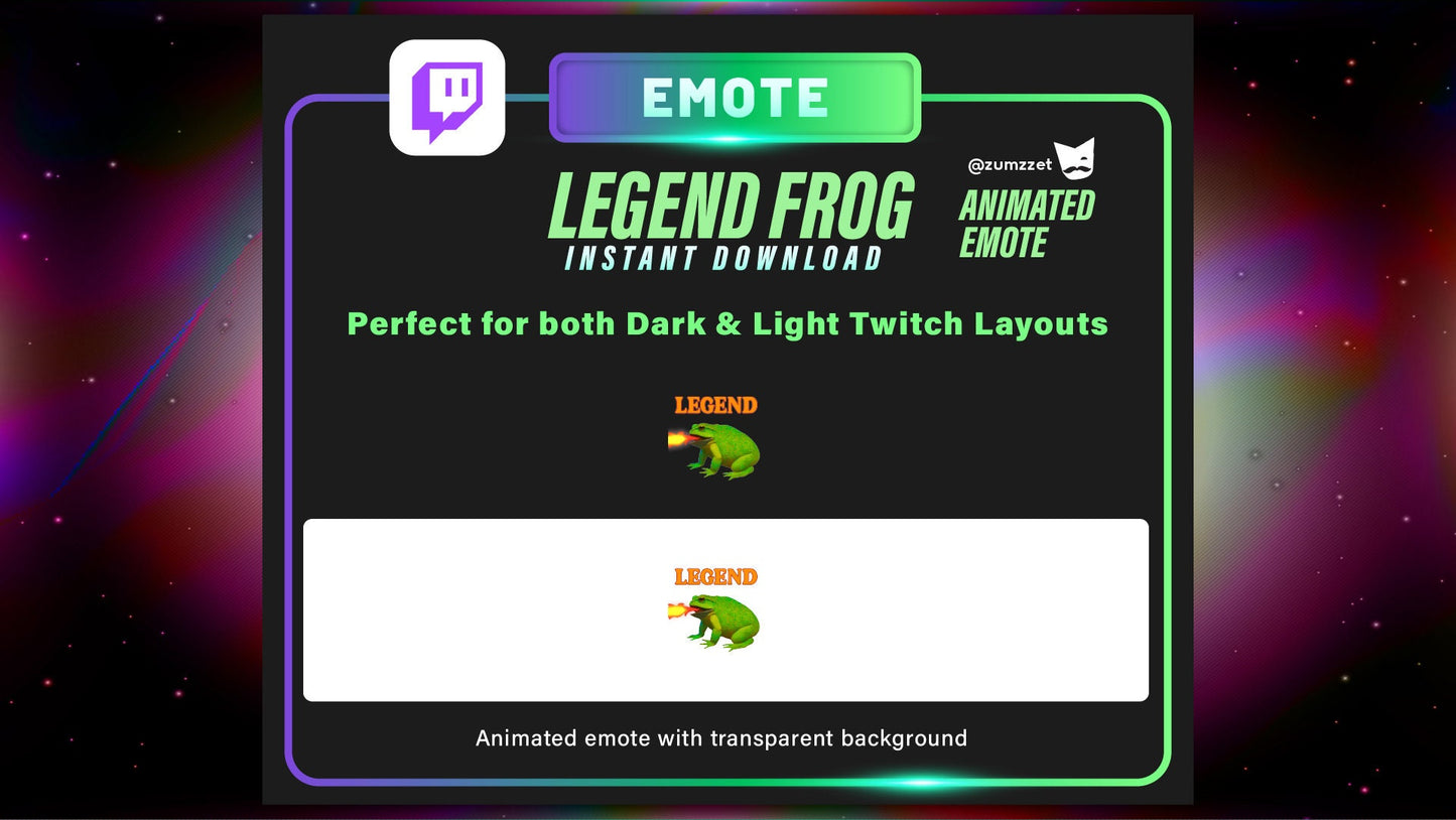 ANIMATED LEGEND Frog Emote for Twitch, Streamer, Gaming, Streaming, Stream Emotes, Reaction Twitch Emote