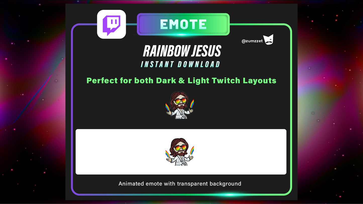 ANIMATED RAINBOW Jesus Emote for Twitch, Streamer, Gaming, Streaming, Stream Emotes