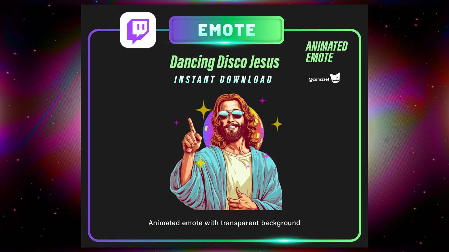 ANIMATED Jesus Emote for Twitch & Discord, Streamer, Gaming, Streaming, Stream Emotes, God Emotes, Disco Emote
