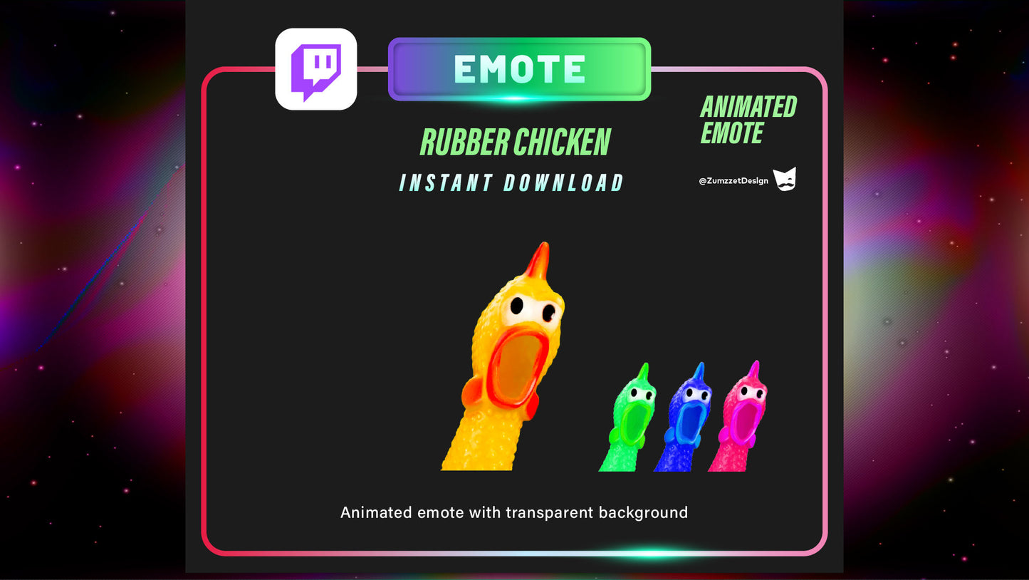 ANIMATED Screaming Yellow Rubber Chicken Emote for Twitch, Streamer, Gaming, Streaming, Stream Emotes,