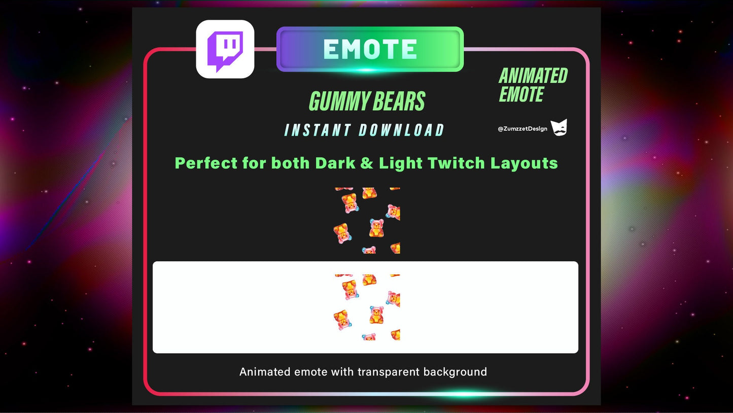 ANIMATED Raining Gummy Bears for Twitch, Streamer, Gaming, Streaming, Stream Emotes, Ducky, Gummy Duck Emote