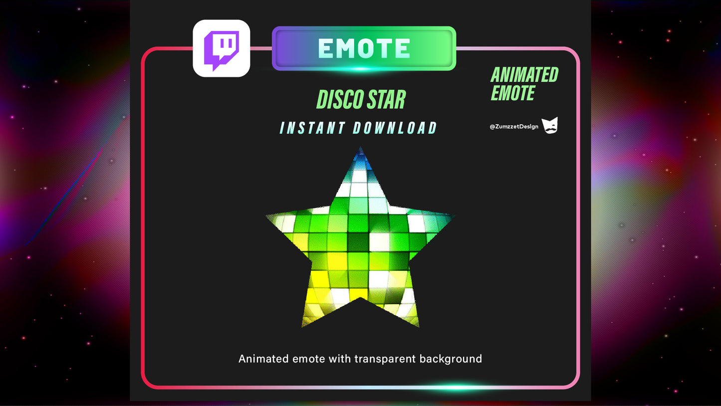 ANIMATED Disco ball Star Emote for Twitch, Streamer, Gaming, Streaming, Stream Emotes, Gamer Emote, DJ Emote