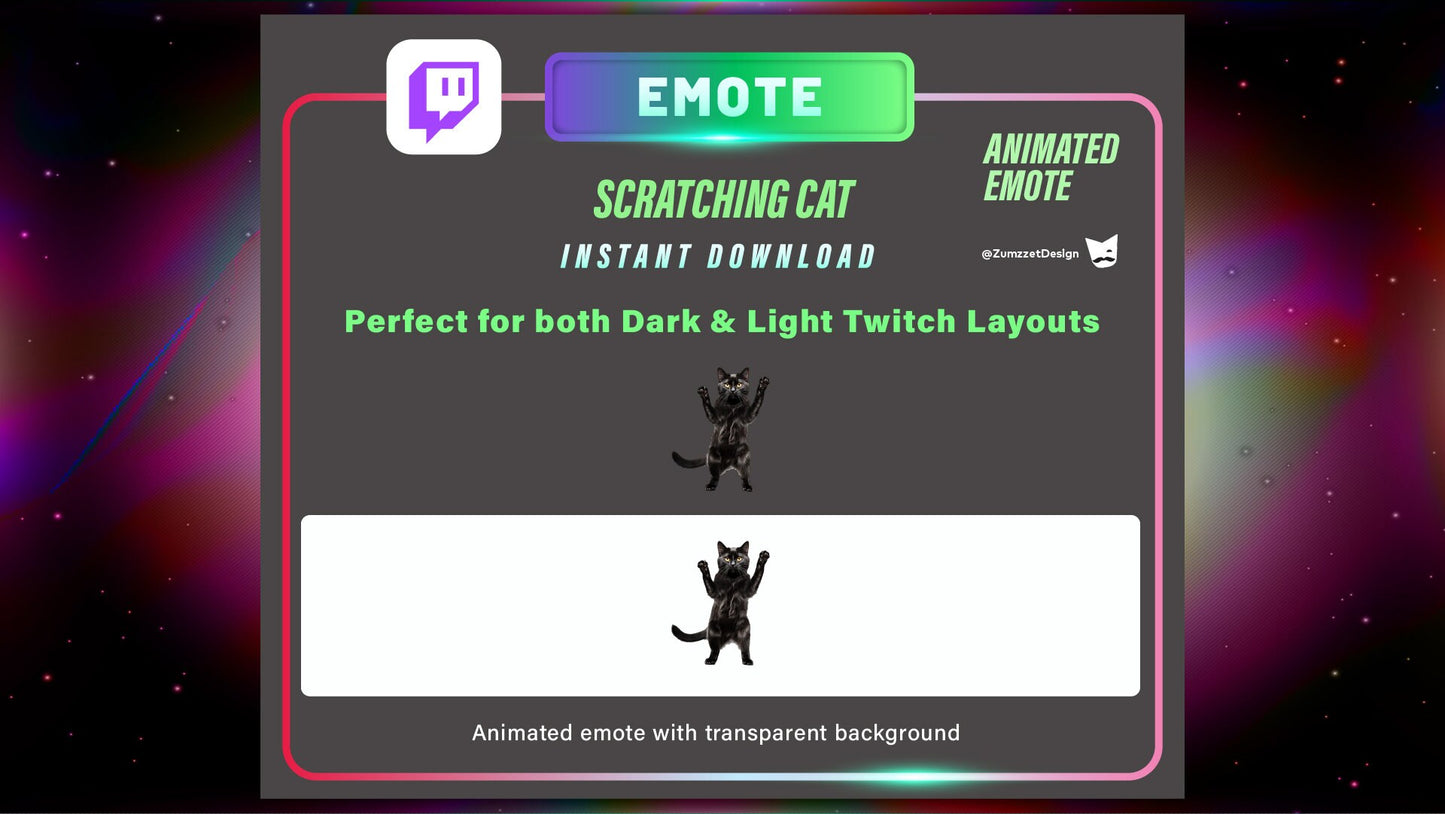 ANIMATED Black Cat for Twitch, Streamer, Gaming, Streaming, Stream Emotes, Cute Cat Emote, Kitty emote