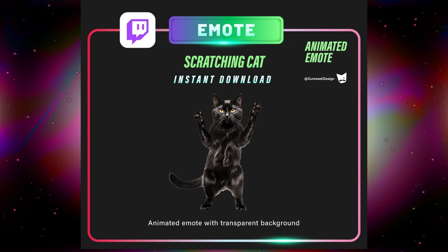 ANIMATED Black Cat for Twitch, Streamer, Gaming, Streaming, Stream Emotes, Cute Cat Emote, Kitty emote