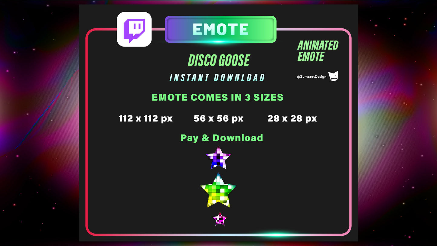 ANIMATED Disco ball Star Emote for Twitch, Streamer, Gaming, Streaming, Stream Emotes, Gamer Emote, DJ Emote