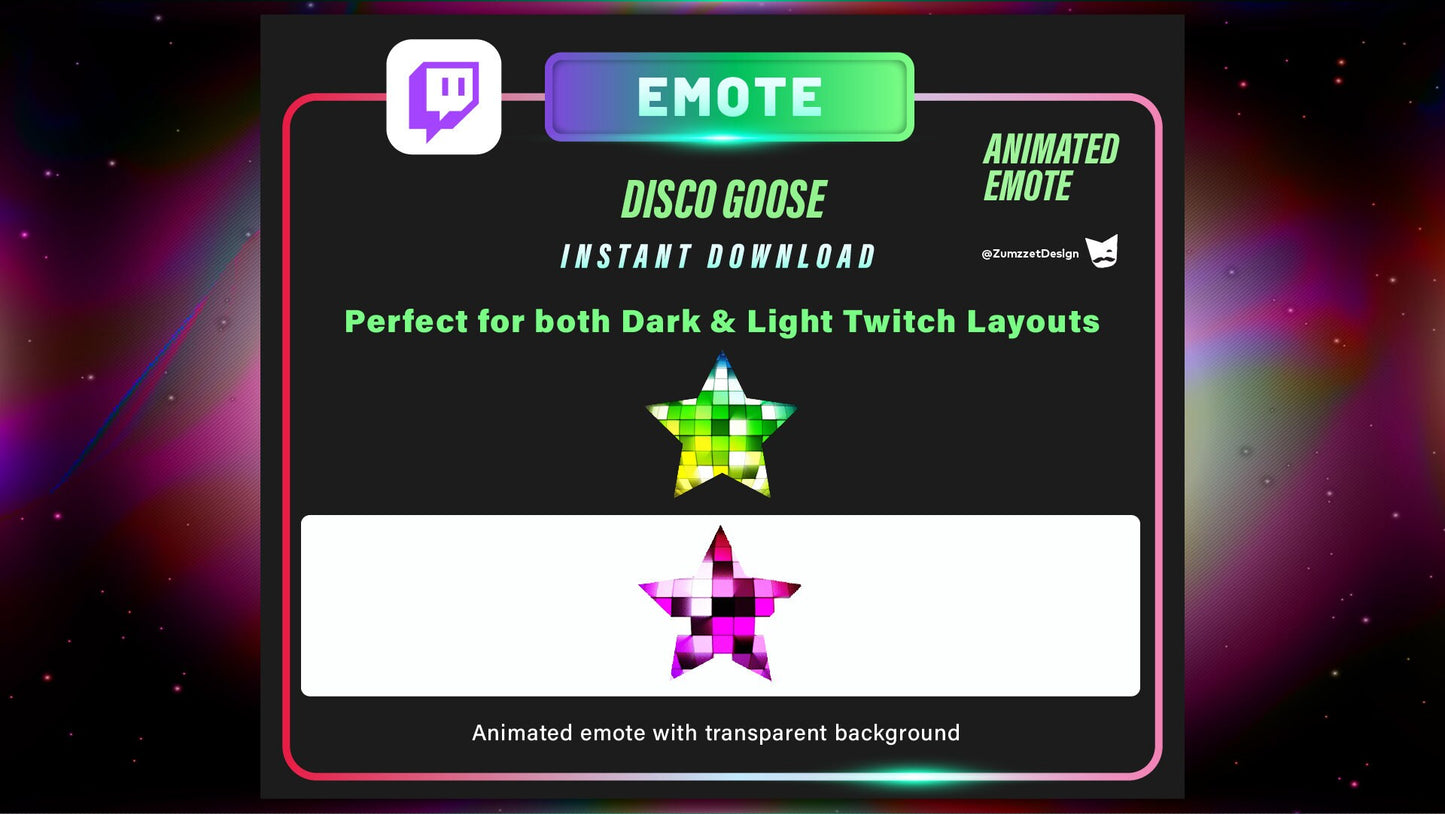 ANIMATED Disco ball Star Emote for Twitch, Streamer, Gaming, Streaming, Stream Emotes, Gamer Emote, DJ Emote