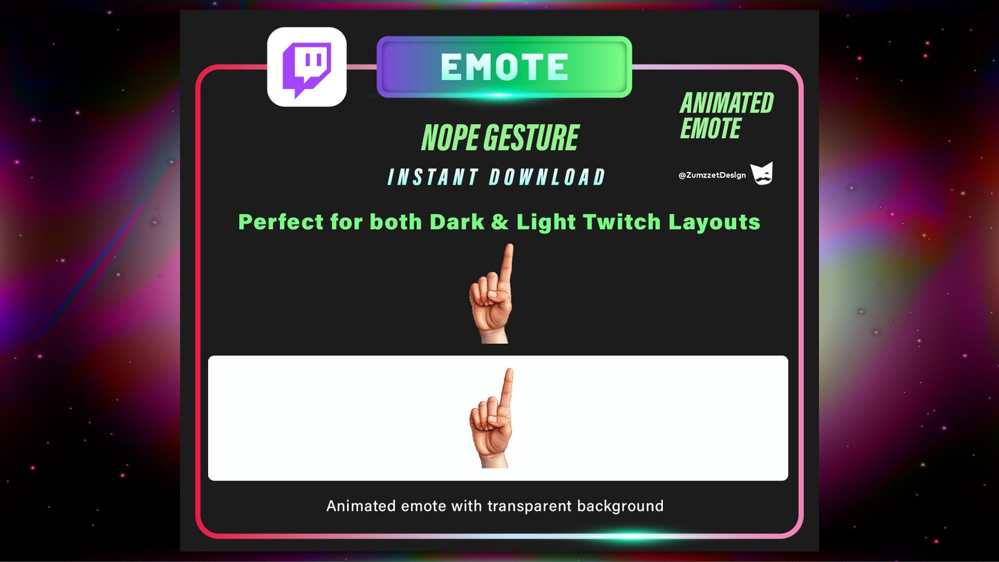 ANIMATED Hand Gesture No Emote for Twitch, Streamer, Streaming, Stream Emotes, Funny Emote,