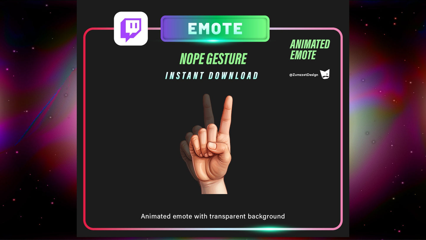 ANIMATED Hand Gesture No Emote for Twitch, Streamer, Streaming, Stream Emotes, Funny Emote,