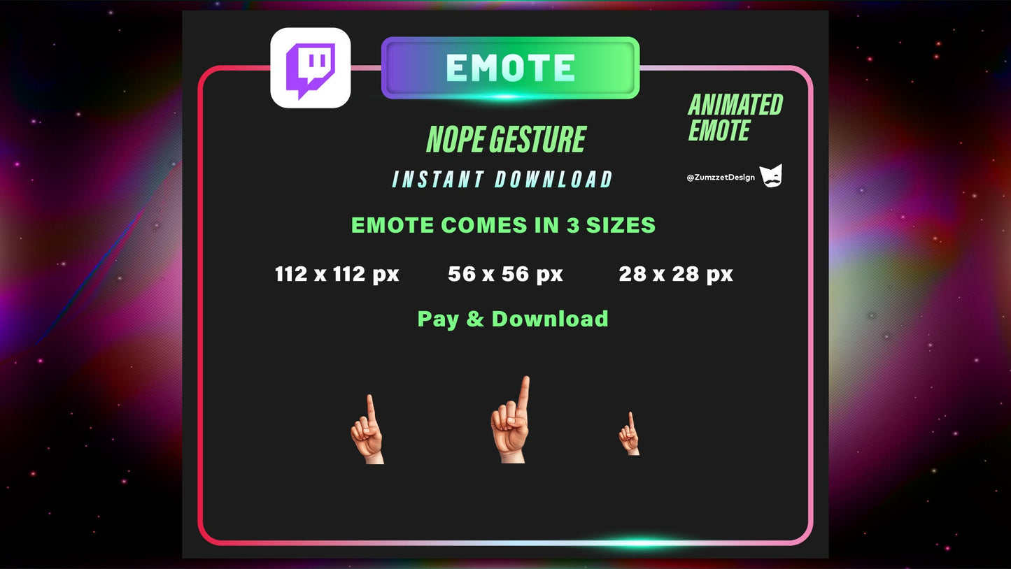 ANIMATED Hand Gesture No Emote for Twitch, Streamer, Streaming, Stream Emotes, Funny Emote,