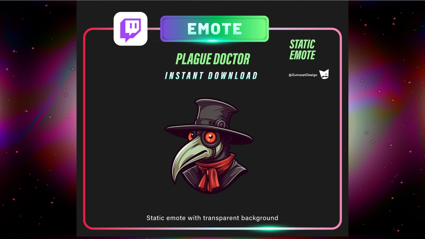 STATIC Plague Doctor Emote for Twitch, Gaming, Streaming, Stream Emotes, Halloween Emote, Spooky Emote,
