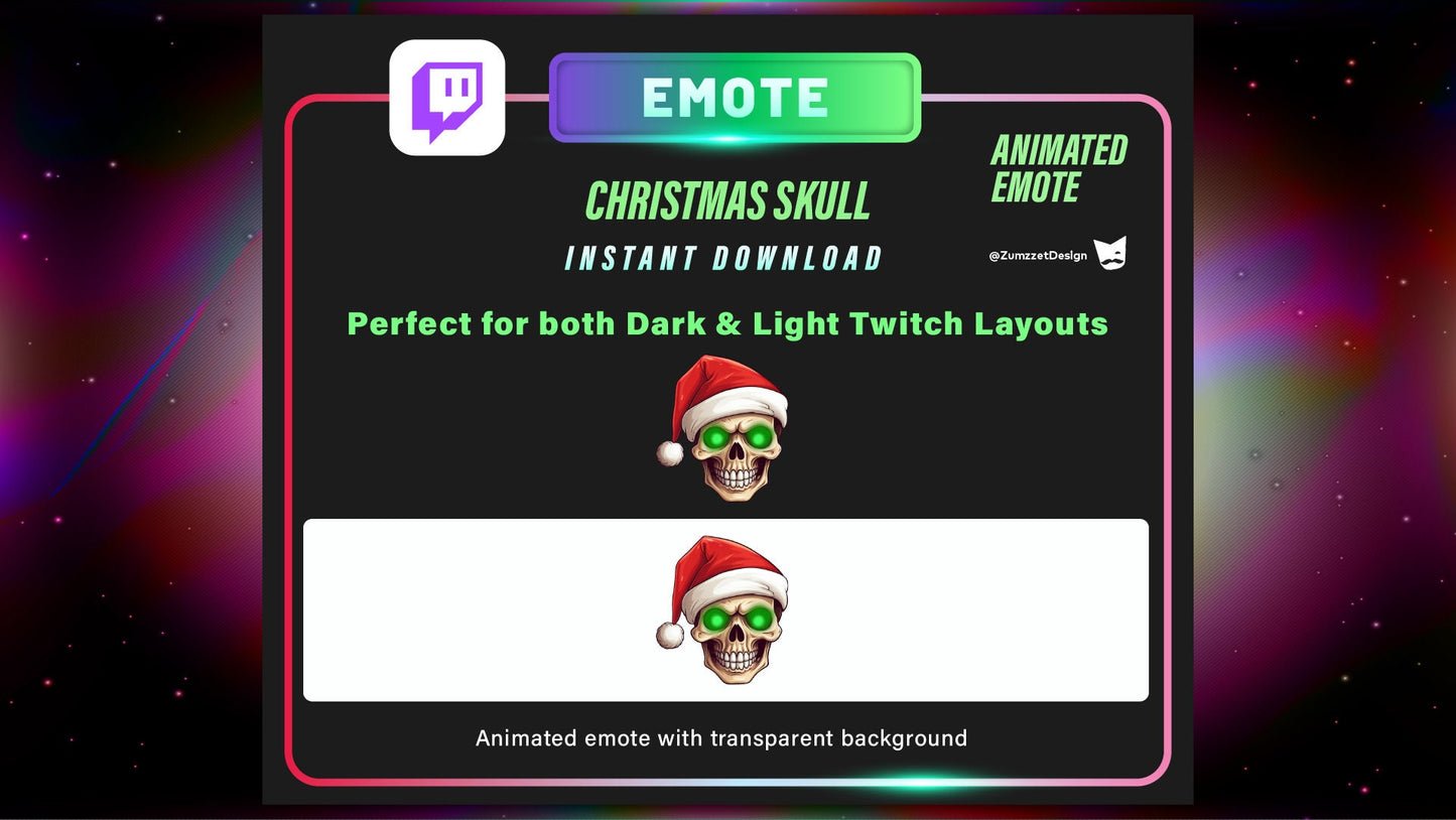 ANIMATED SKULL for Twitch, Streamer, Gaming, Streaming,Stream Emotes, Christmas Emote, Spooky Emote