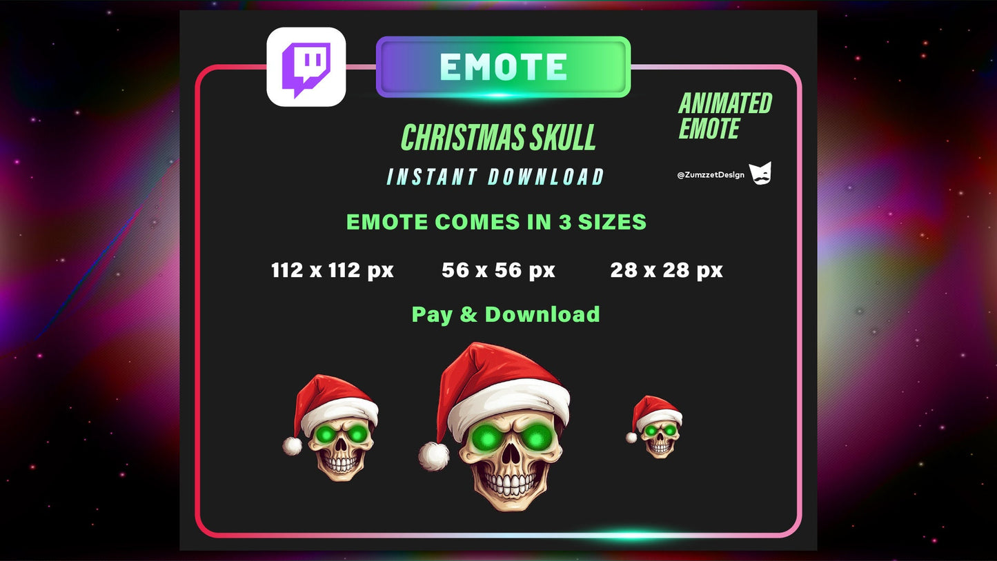ANIMATED SKULL for Twitch, Streamer, Gaming, Streaming,Stream Emotes, Christmas Emote, Spooky Emote