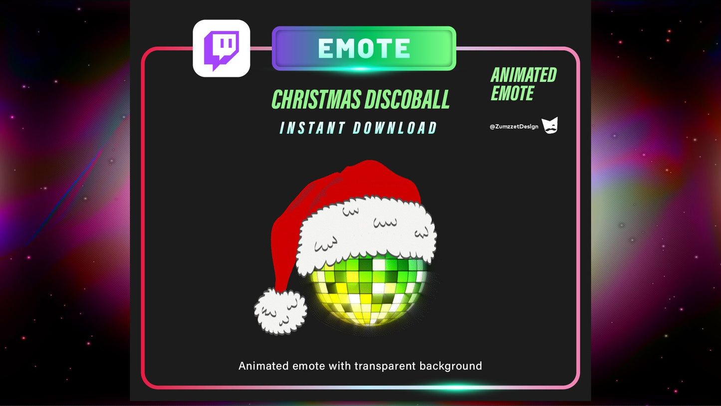 ANIMATED Disco Ball Christmas for Twitch, Streamer, Gaming, Streaming, Stream Emotes, Music Emote, Dj Emote, Xmas Emote, Winter Emote
