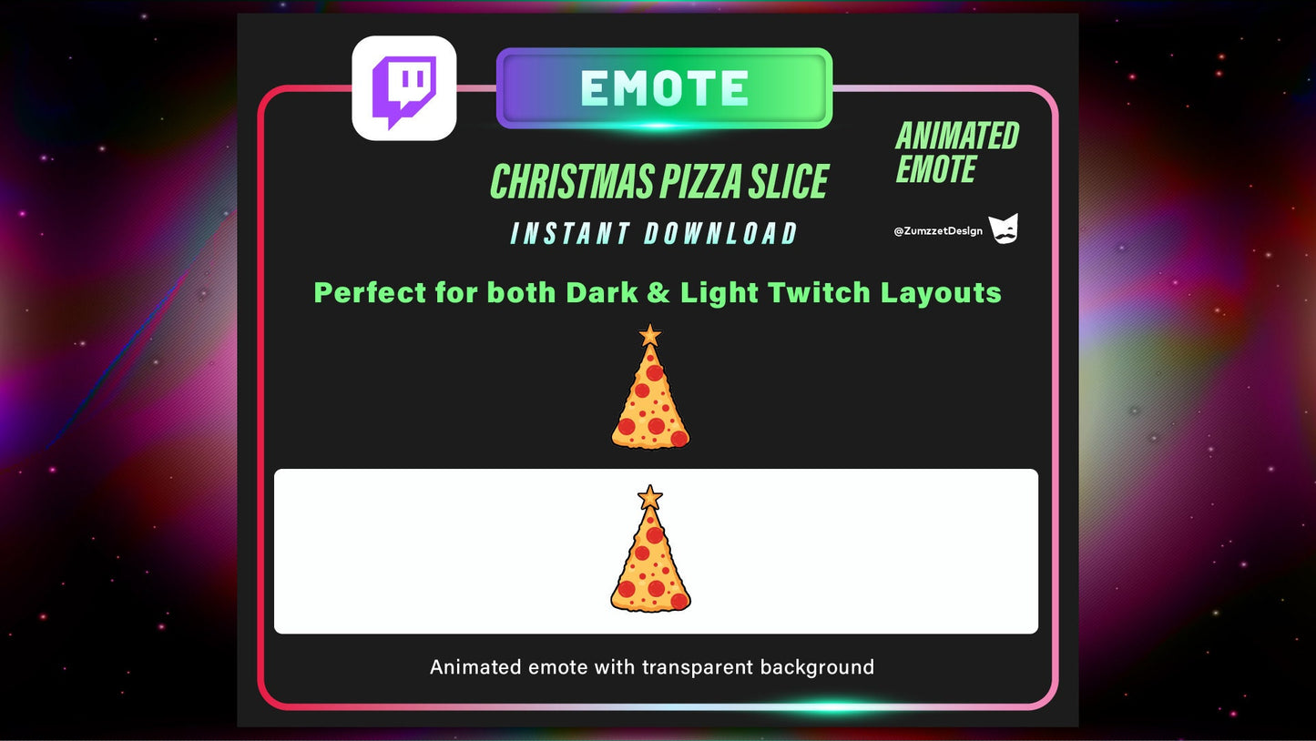 ANIMATED Pepperoni Pizza Christmas tree for Twitch, Streamer, Gaming, Streaming, Stream Emotes, Music Emote, Xmas Emote, Winter Emote