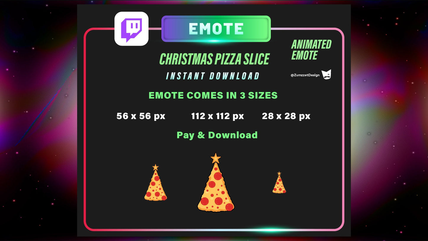 ANIMATED Pepperoni Pizza Christmas tree for Twitch, Streamer, Gaming, Streaming, Stream Emotes, Music Emote, Xmas Emote, Winter Emote