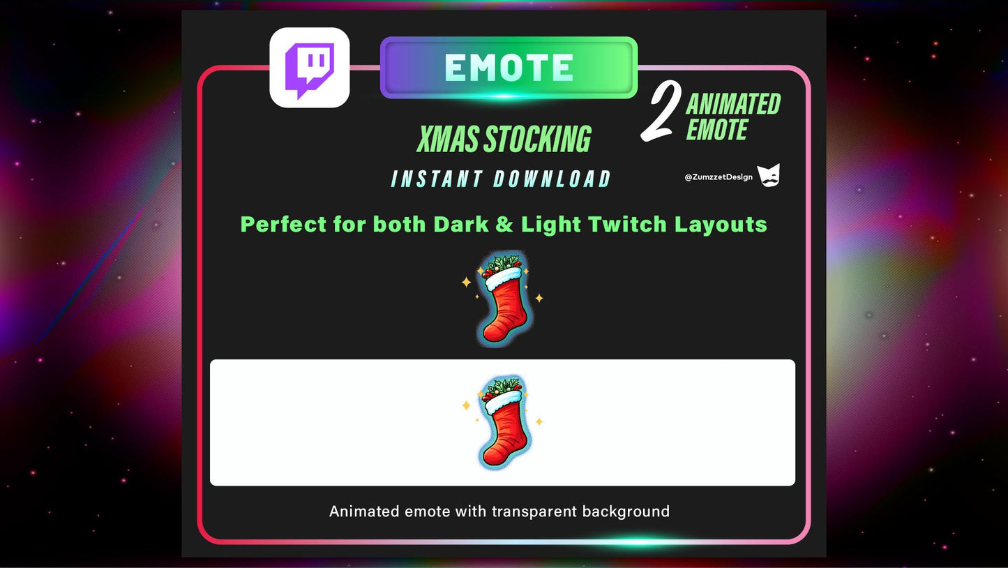 ANIMATED SET OF 2 Christmas Stocking for Twitch, Streamer, Stream Emotes, Christmas Emote, Winter Emote, Xmas Emote