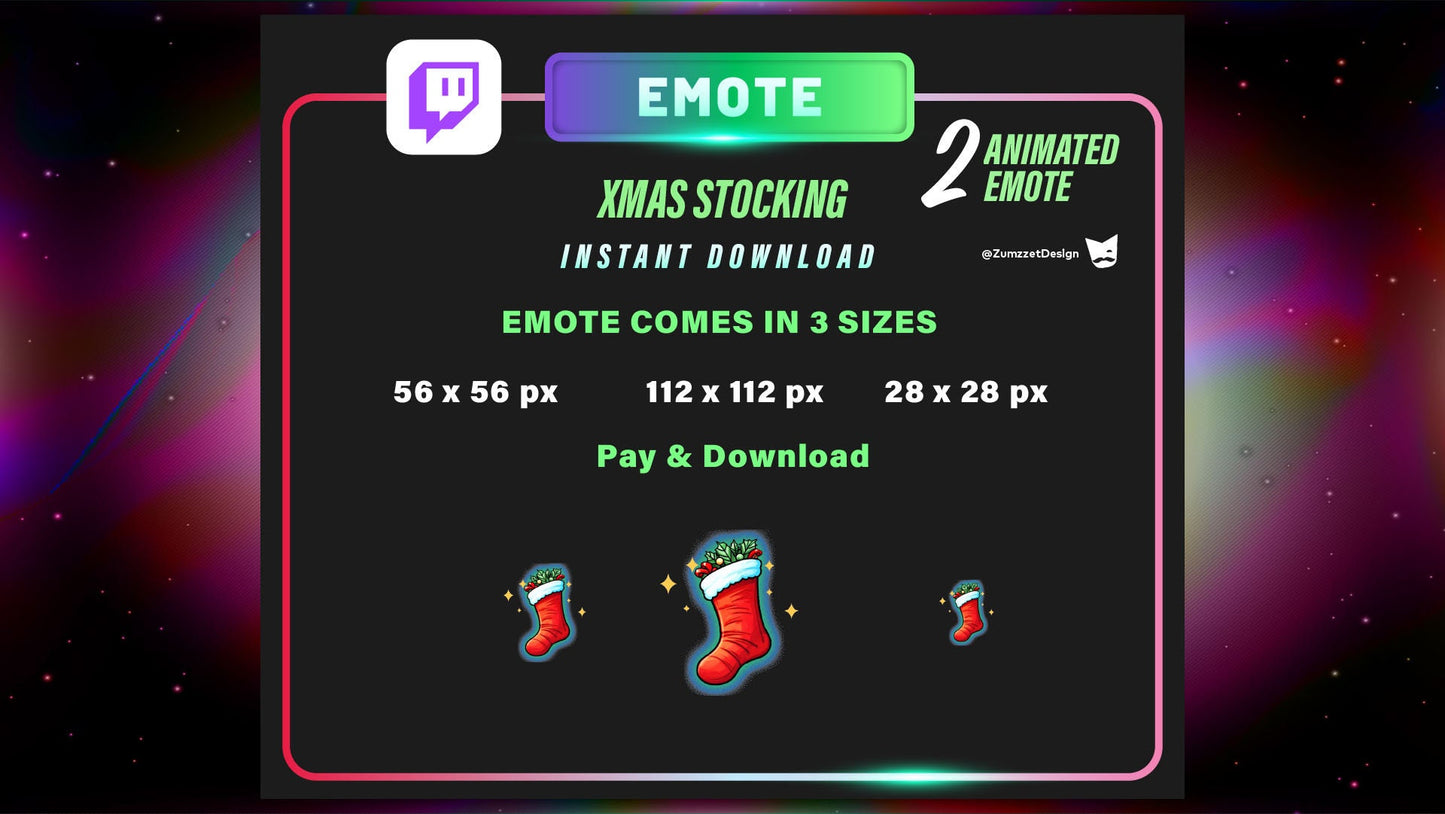 ANIMATED SET OF 2 Christmas Stocking for Twitch, Streamer, Stream Emotes, Christmas Emote, Winter Emote, Xmas Emote