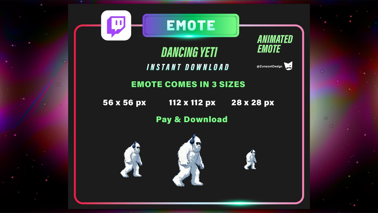 ANIMATED Dancing Yeti Emote for Twitch, Streamer, Gaming, Streaming, Stream Emotes, Gamer Emote, Music Emote