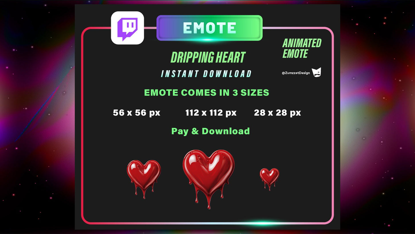 ANIMATED Dripping Heart Emote for Twitch, Streamer, Gaming, Streaming, Stream Emotes, Love Emote, Valentines Emote, Drip Heart