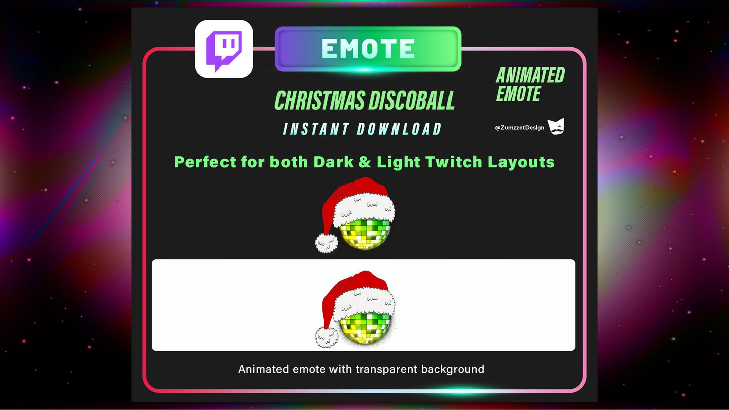 ANIMATED Disco Ball Christmas for Twitch, Streamer, Gaming, Streaming, Stream Emotes, Music Emote, Dj Emote, Xmas Emote, Winter Emote