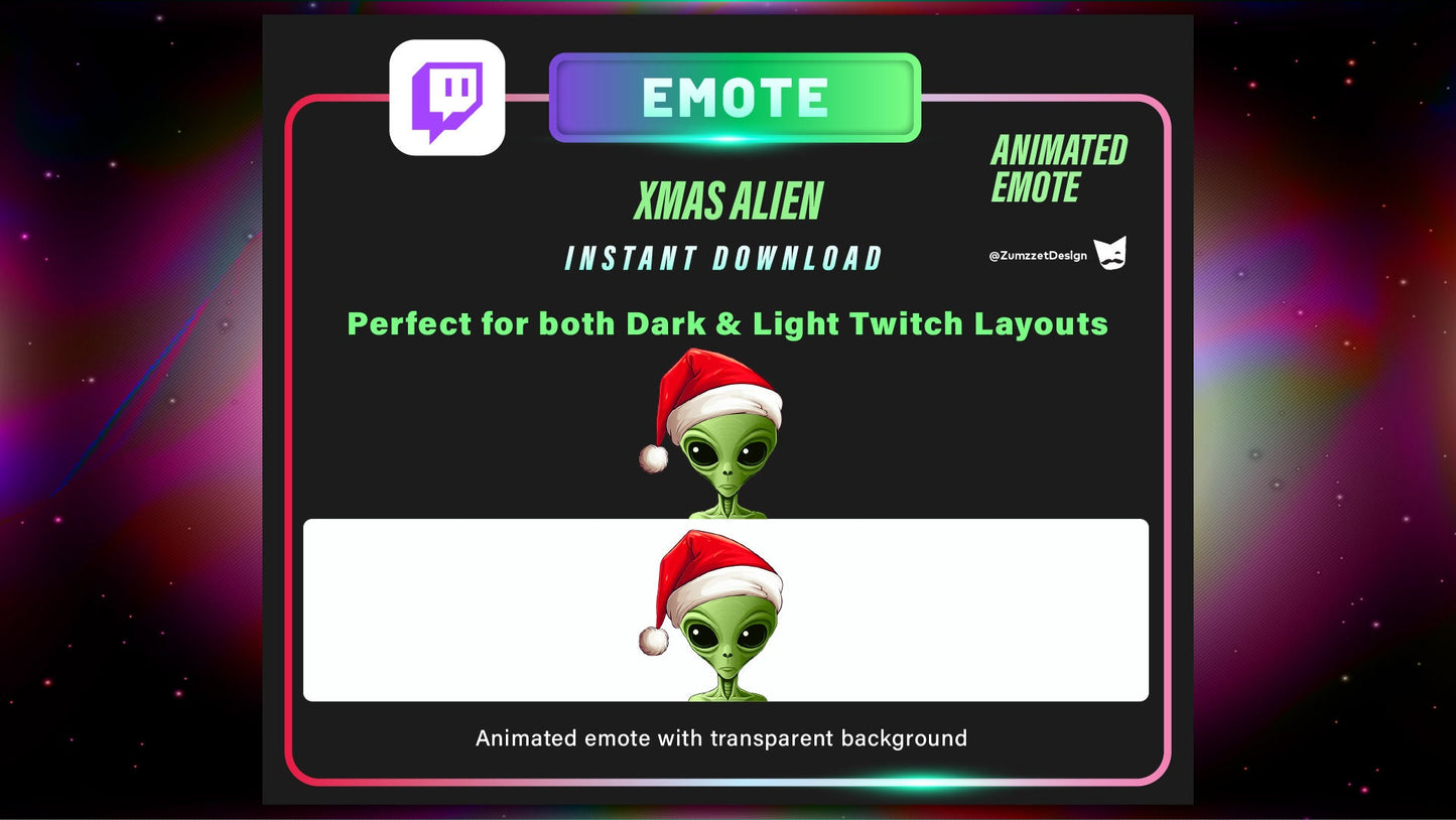 ANIMATED Alien Christmas for Twitch, Streamer, Stream Emotes, Christmas Emote, Winter Emote, Holiday Emote, Xmas Emote
