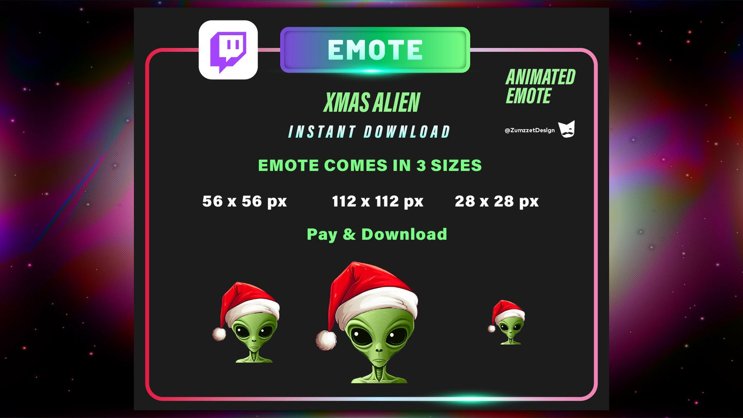 ANIMATED Alien Christmas for Twitch, Streamer, Stream Emotes, Christmas Emote, Winter Emote, Holiday Emote, Xmas Emote