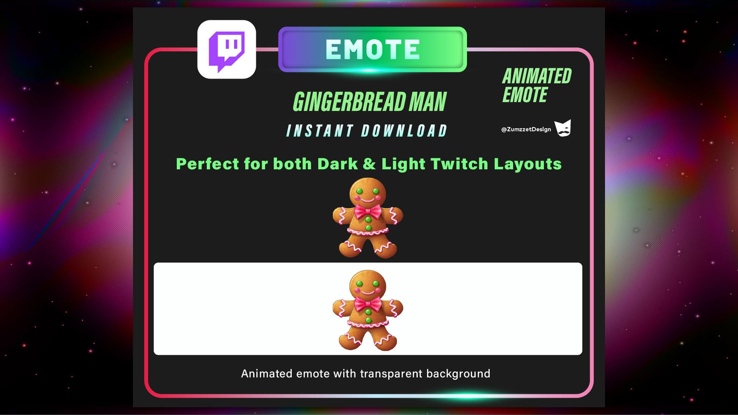 ANIMATED Ginger Bread Man Emote for Twitch, Streamer, Gaming, Streaming, Stream Emotes, Winter Emote, Holiday Emote