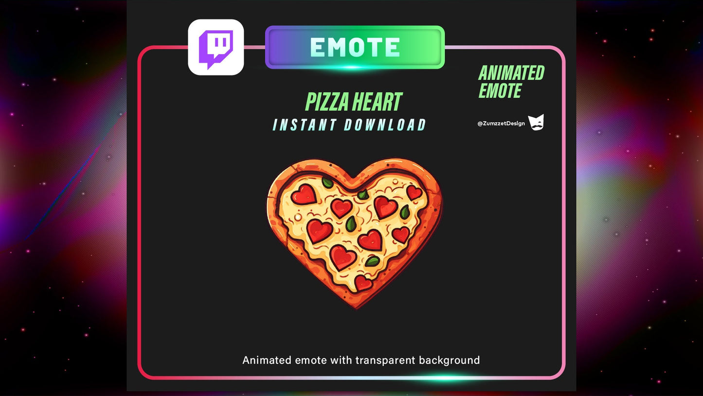ANIMATED + STATIC Pepperoni Pizza Heart Emote for Twitch, Streamer, Gaming, Streaming, Stream Emotes, Gamer Emote, Food emote