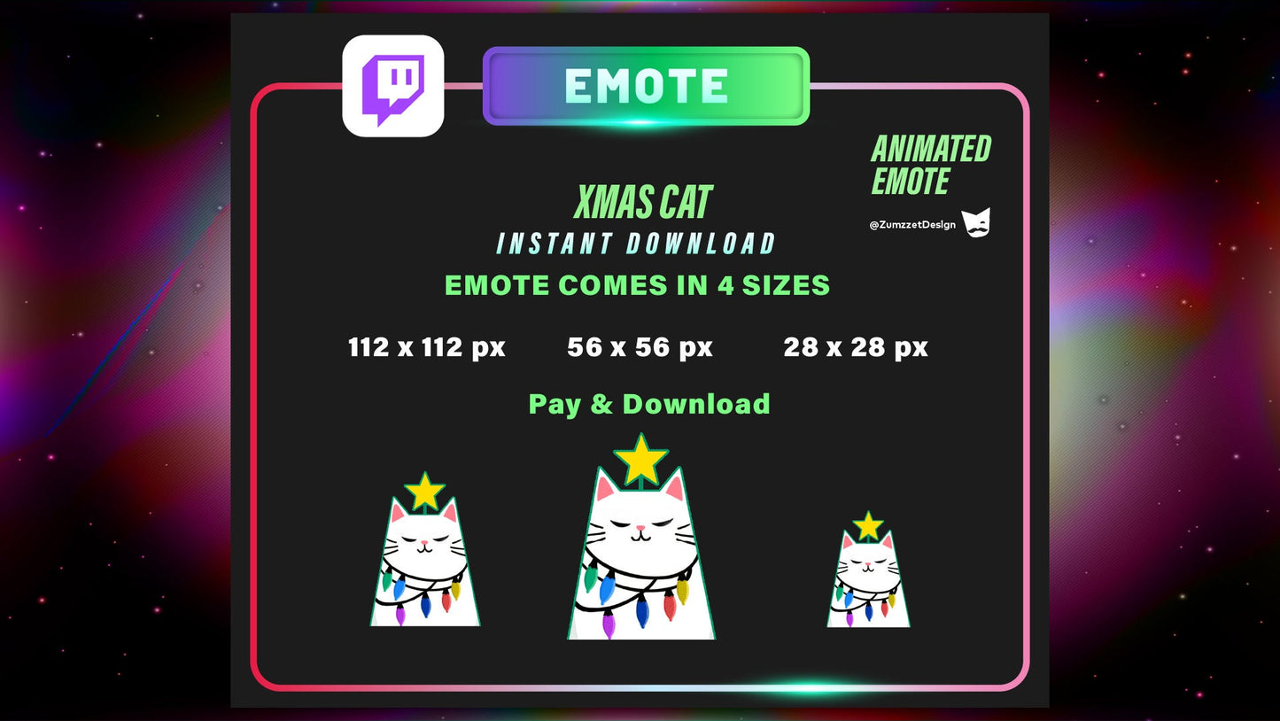 ANIMATED Xmas Dancing Cat for Twitch, Streamer, Gaming, Streaming, Stream Emotes, Festive Emote, Xmas Emote, Winter Emote
