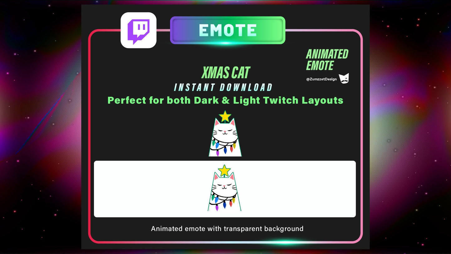 ANIMATED Xmas Dancing Cat for Twitch, Streamer, Gaming, Streaming, Stream Emotes, Festive Emote, Xmas Emote, Winter Emote
