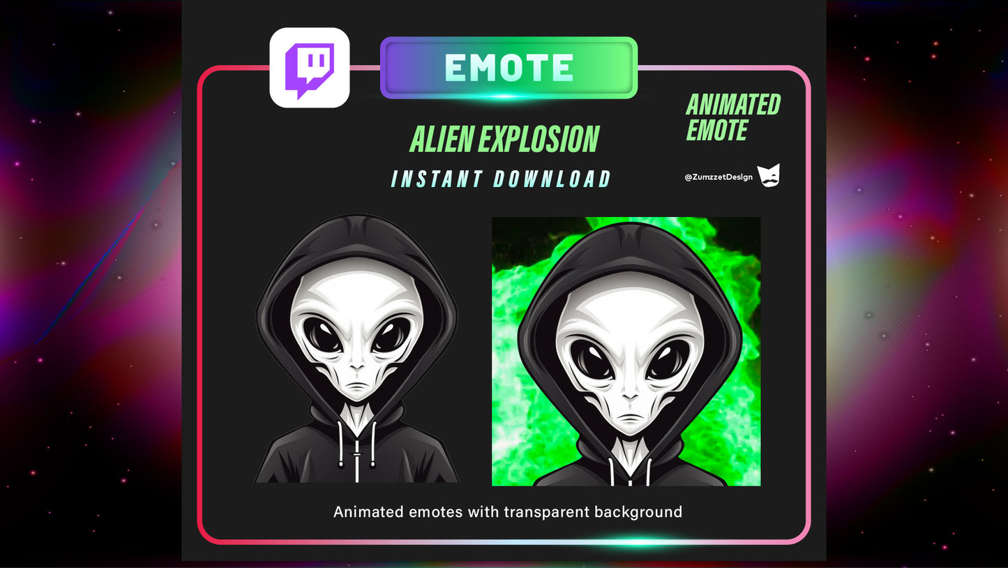 ANIMATED Alien Emote for Twitch, Streamer, Gaming, Streaming, Stream Emotes, Gamer Emote