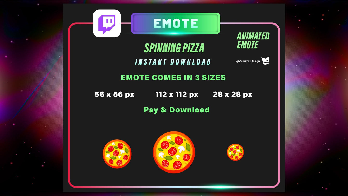 ANIMATED Spinning Pepperoni Pizza Emote for Twitch, Streamer, Gaming, Streaming, Stream Emotes, Gamer Emote, Food emote