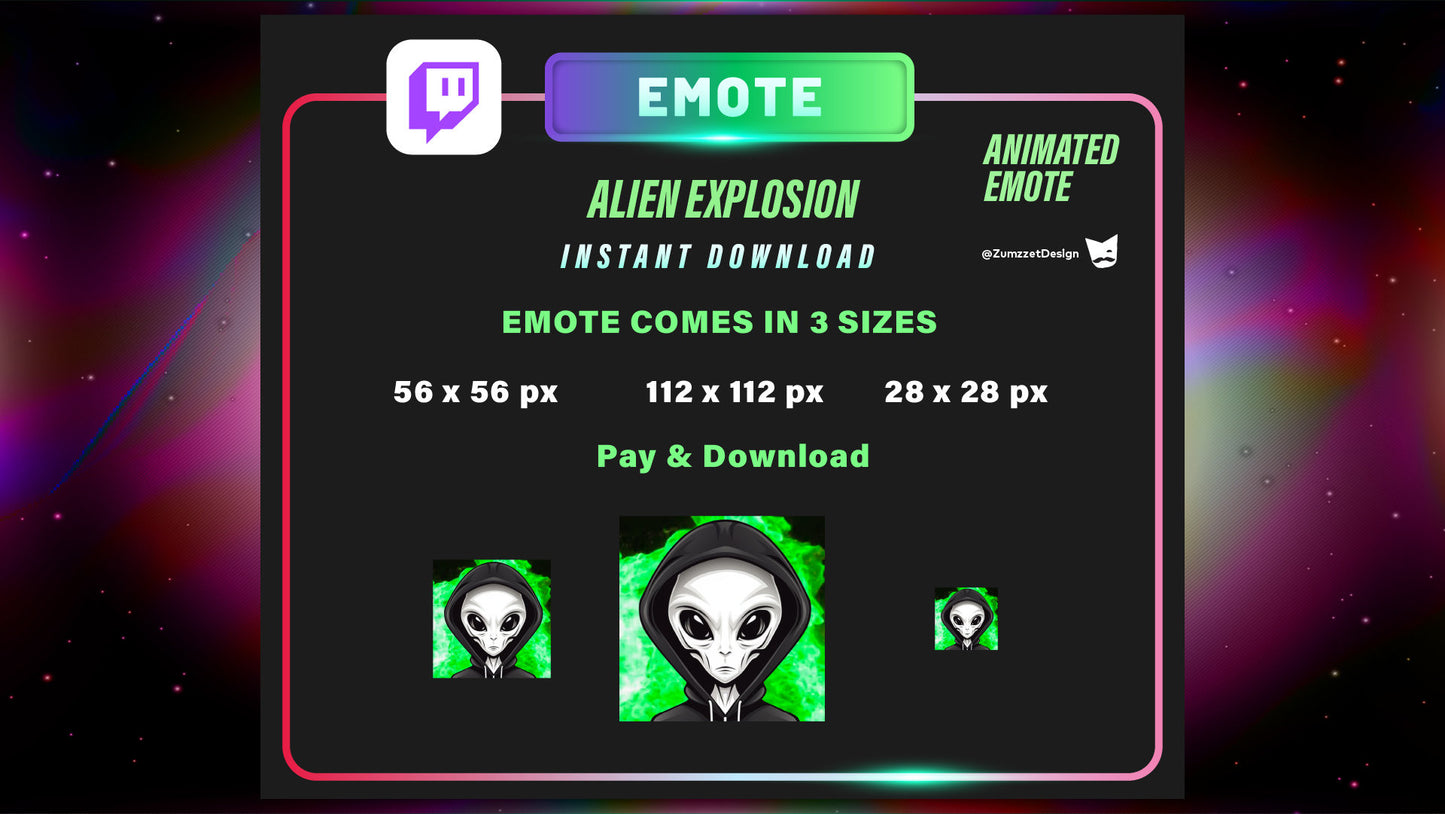 ANIMATED Alien Emote for Twitch, Streamer, Gaming, Streaming, Stream Emotes, Gamer Emote