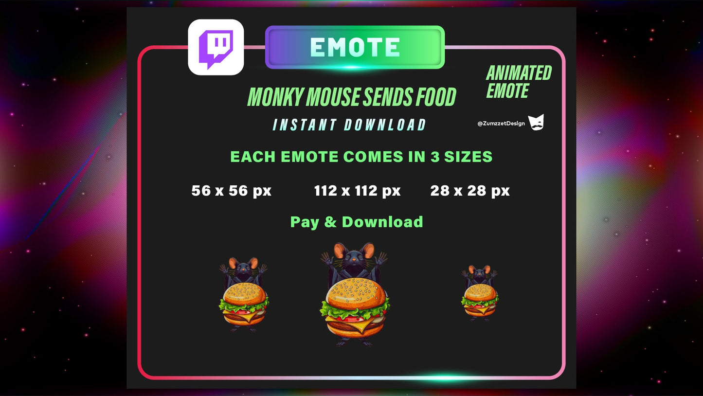 ANIMATED Monk Mouse for Twitch, Streamer, Gaming, Streaming, Stream Emotes, Food Emote, Rat Emote, Rodent Emote