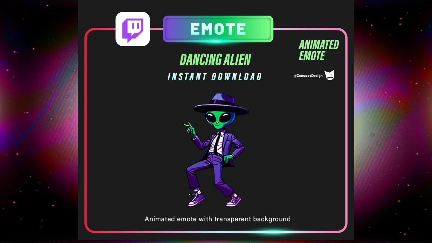 ANIMATED Dancing Alien Emote Set for Twitch, Streamer, Stream Emotes, Music Emotes,