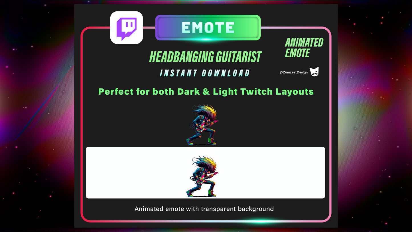ANIMATED Headbanging Emote Set for Twitch, Streamer, Stream Emotes, Party Emotes, Rocker Emotes, Music Emote, Dancing Emote
