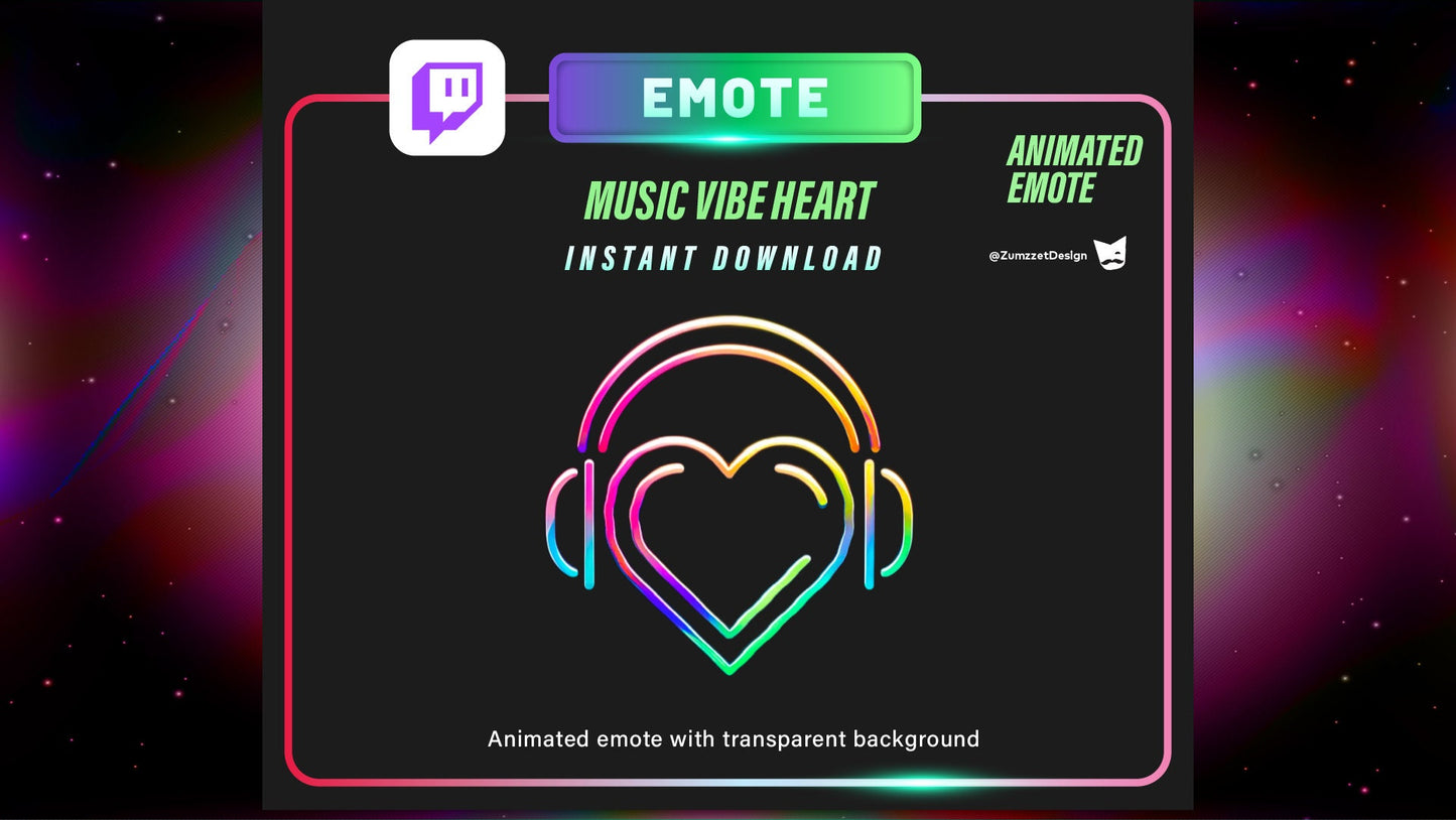 ANIMATED Neon Heart Emote for Twitch, Streamer, Gaming, Streaming, Stream Emotes, Love Emote