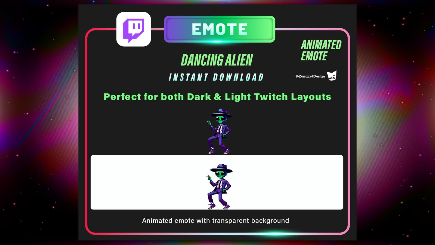 ANIMATED Dancing Alien Emote Set for Twitch, Streamer, Stream Emotes, Music Emotes,