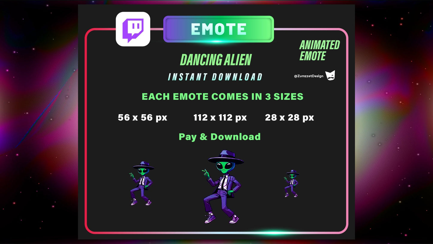 ANIMATED Dancing Alien Emote Set for Twitch, Streamer, Stream Emotes, Music Emotes,
