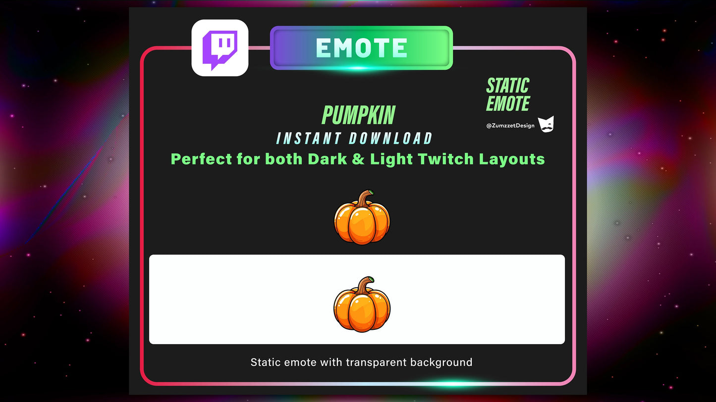 Static Pumpkin Emote for Twitch, Streamer, Gaming, Streaming, Stream Emotes, Gamer Emote, Food Emote, Halloween Emote