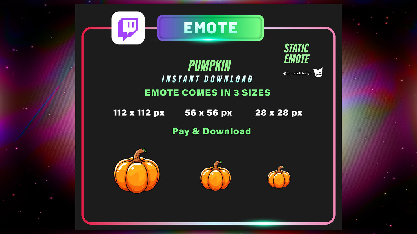 Static Pumpkin Emote for Twitch, Streamer, Gaming, Streaming, Stream Emotes, Gamer Emote, Food Emote, Halloween Emote