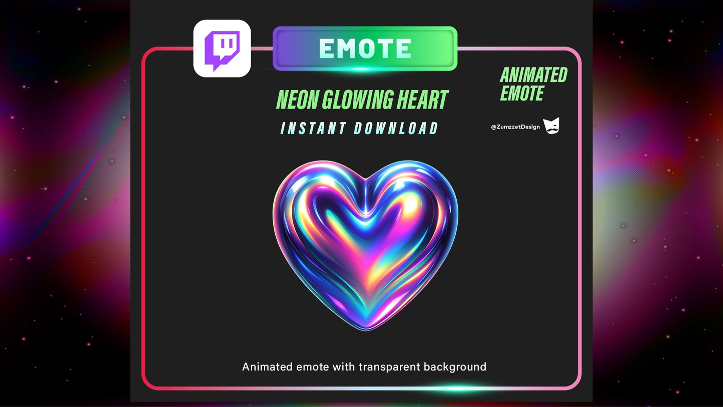 ANIMATED Neon Beating Heart Emote for Twitch, Streamer, Gaming, Streaming, Stream Emotes, Love Emote, Valentines Emote