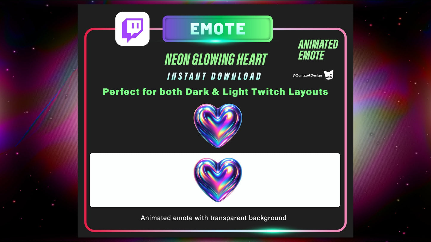 ANIMATED Neon Beating Heart Emote for Twitch, Streamer, Gaming, Streaming, Stream Emotes, Love Emote, Valentines Emote