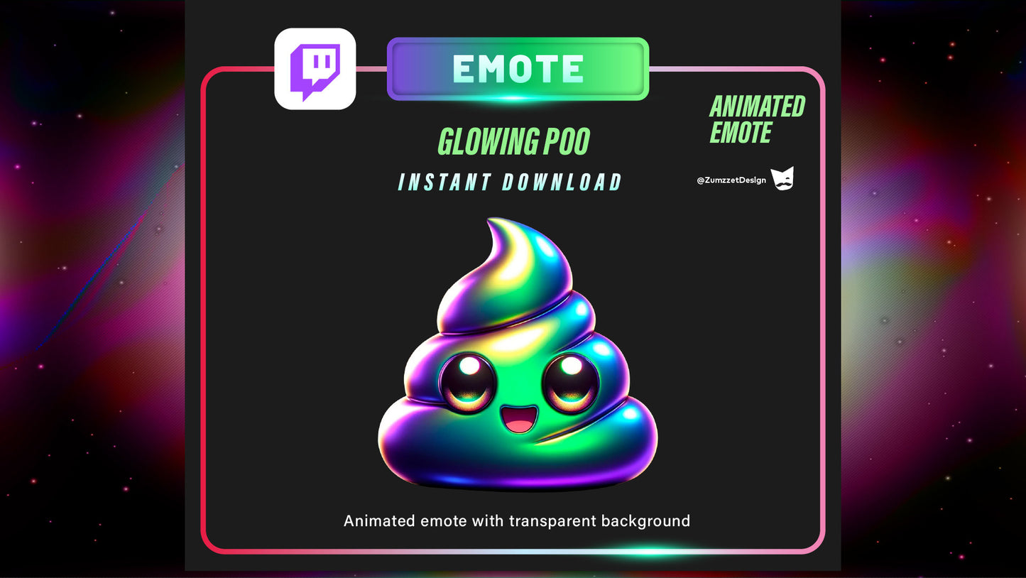ANIMATED Iridescent Poop Emote, Cute Poop Emote for Twitch, Streamer, Gaming, Streaming, Stream Emotes, Funny Emote