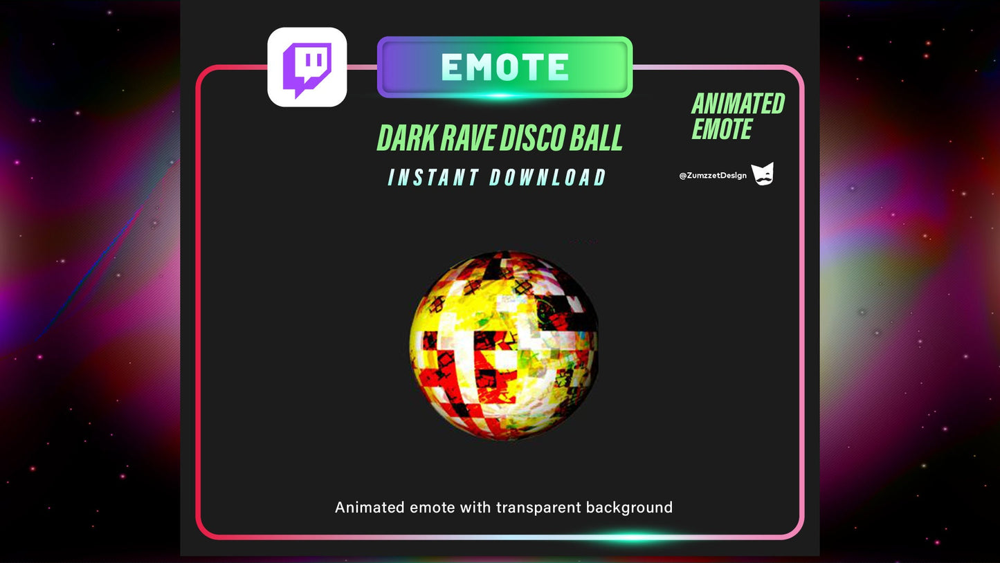 ANIMATED Yellow Rave Disco ball Emote for Twitch, Streamer, Gaming, Streaming, Stream Emotes, Gamer Emote, Glowing Emote
