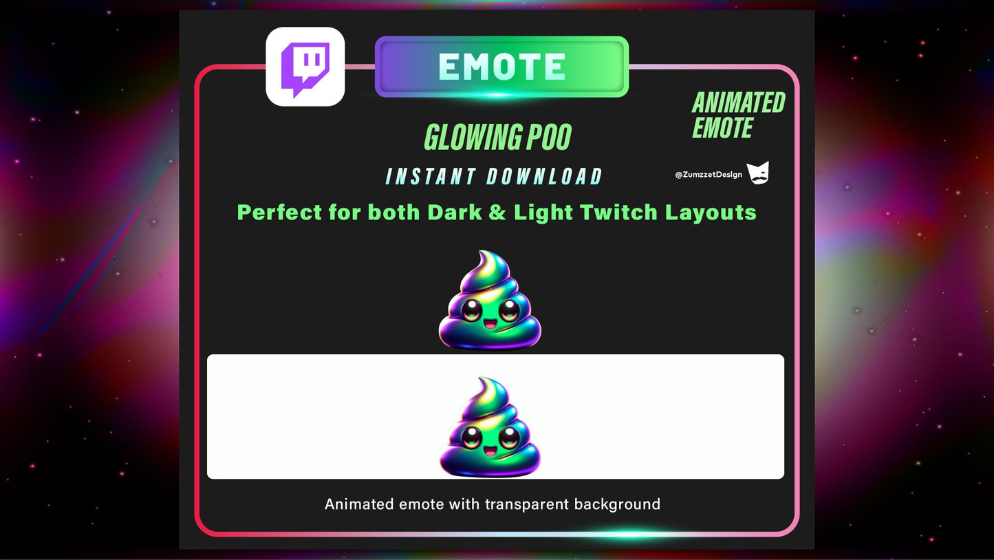 ANIMATED Iridescent Poop Emote, Cute Poop Emote for Twitch, Streamer, Gaming, Streaming, Stream Emotes, Funny Emote