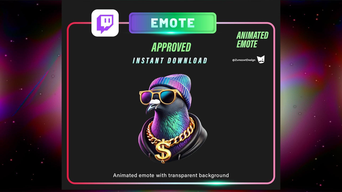 ANIMATED Pigeon with Beanie Emote for Twitch, Streamer, Gaming, Streaming, Stream Emotes, Reaction Emote, Bird Emote, Music Emote