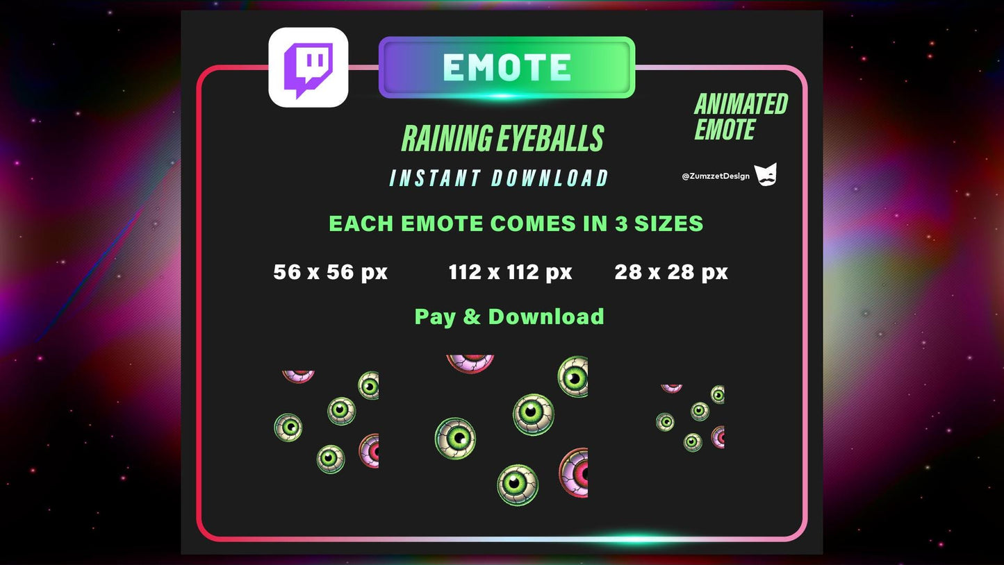 ANIMATED Raining Eyeballs for Twitch, Scary Eye Horror Emote, Monster Emote, Streaming, Stream Emotes, Halloween Emote, Spooky Emote